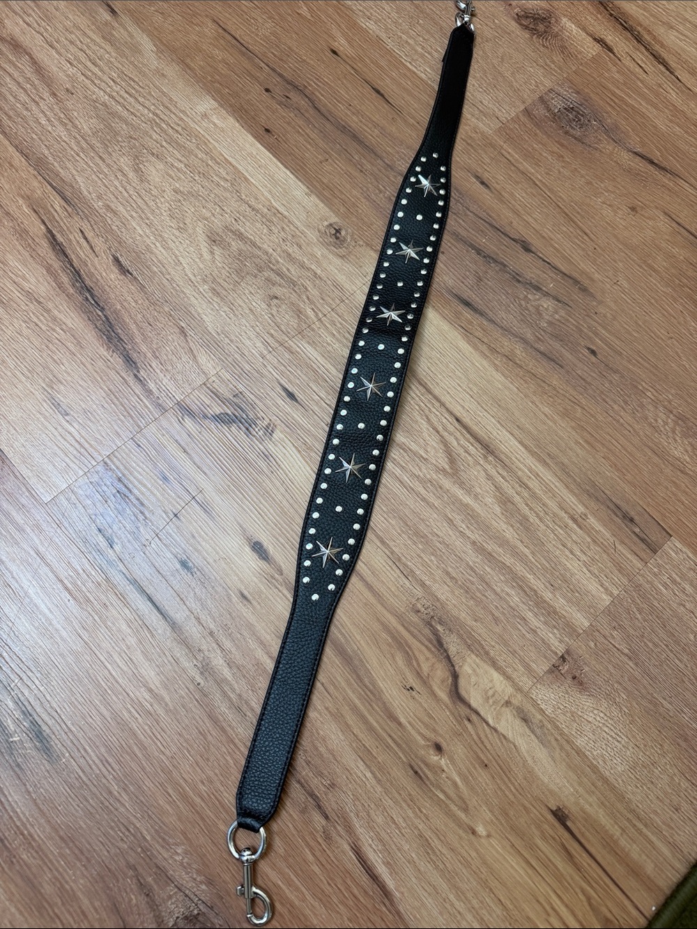Marc Jacobs Black Leather Star & Stud Guitar Bag Strap